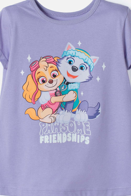 CAMISETAS DE PAW PATROL MANGA CORTA LILA PARA NIÑA 2T A 6T
