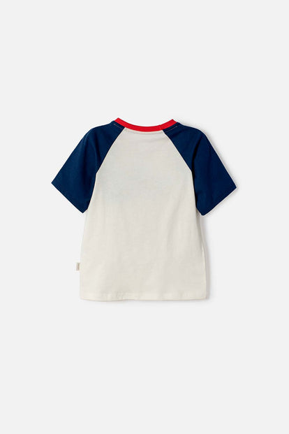 CAMISETA DE SUPERMAN MANGA CORTA BLANCO Y AZUL PARA NIÑO 2T A 6T