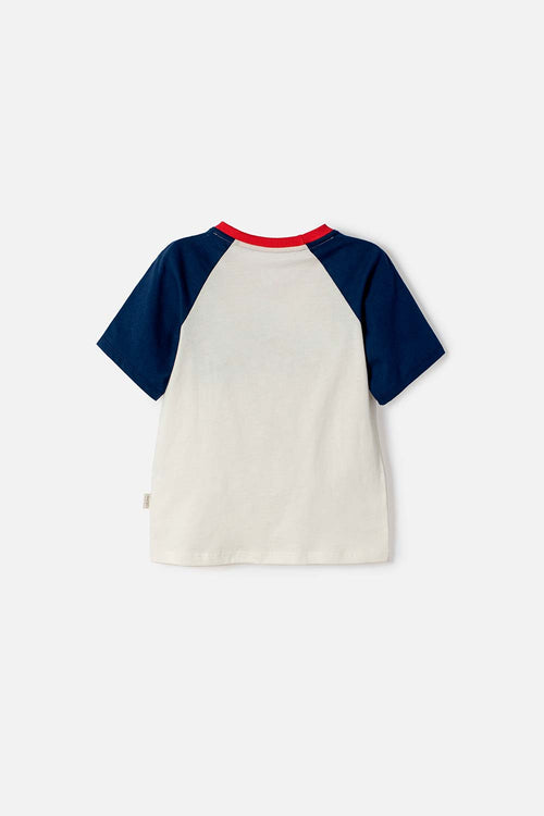 CAMISETA DE SUPERMAN MANGA CORTA BLANCO Y AZUL PARA NIÑO 2T A 6T
