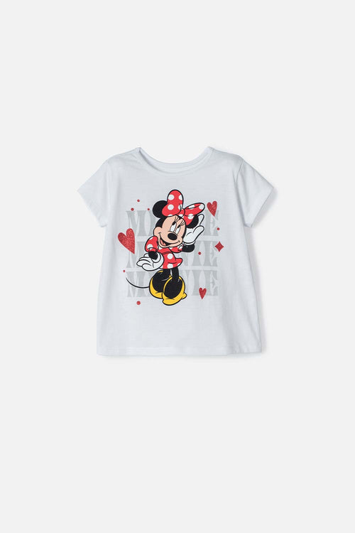 CAMISETA DE MINNIE MOUSE MANGA CORTA BLANCO PARA NIÑA 2T A 6T