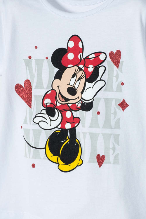 CAMISETA DE MINNIE MOUSE MANGA CORTA BLANCO PARA NIÑA 2T A 6T