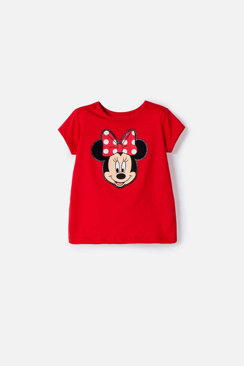 CAMISETA DE MINNIE MOUSE MANGA CORTA ROJO PARA NIÑA 2T A 6T