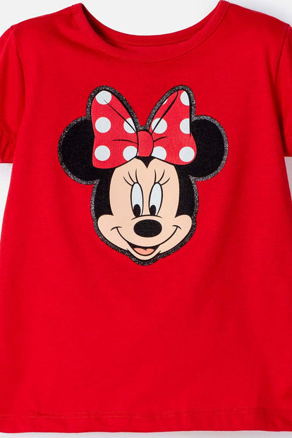 CAMISETA DE MINNIE MOUSE MANGA CORTA ROJO PARA NIÑA 2T A 6T