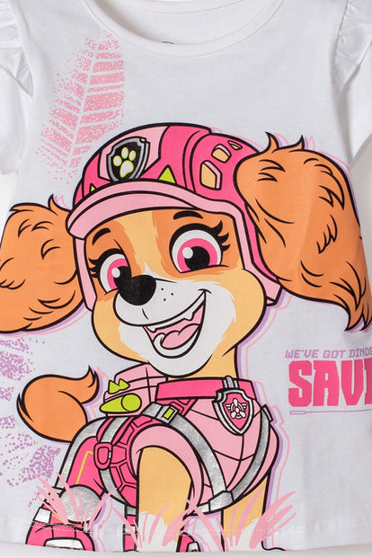 CAMISETA DE PAW PATROL MANGA CORTA BLANCO PARA NIÑA 2T A 6T