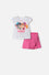 CONJUNTO DE PAW PATROL CON FALDA SHORT BLANCO Y ROSADO PARA NIÑA 2T A 6T