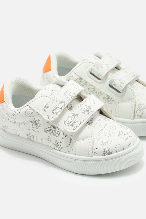 LITTLEMIC White Tennis Shoes for Boys