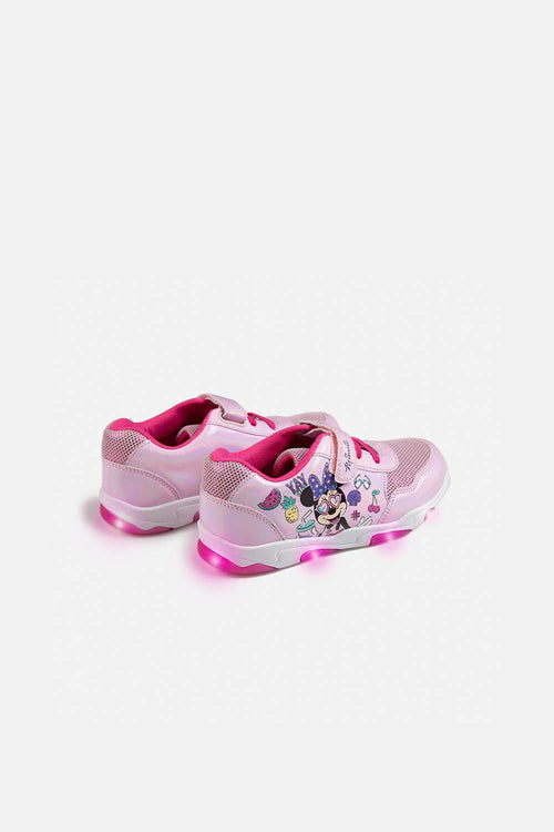 TENIS DE MINNIE MOUSE CON LUCES BLANCO Y ROSADO PARA NIÑA