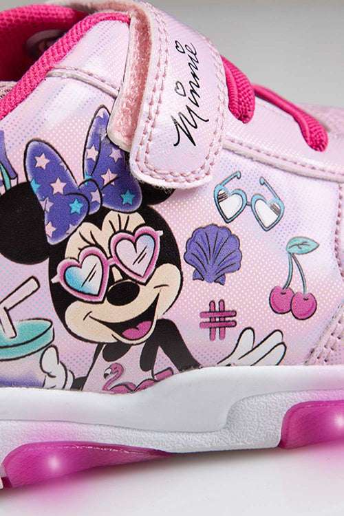TENIS DE MINNIE MOUSE CON LUCES BLANCO Y ROSADO PARA NIÑA