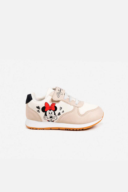 TENIS DE MINNIE MOUSE BLANCO Y BEIGE PARA NIÑA