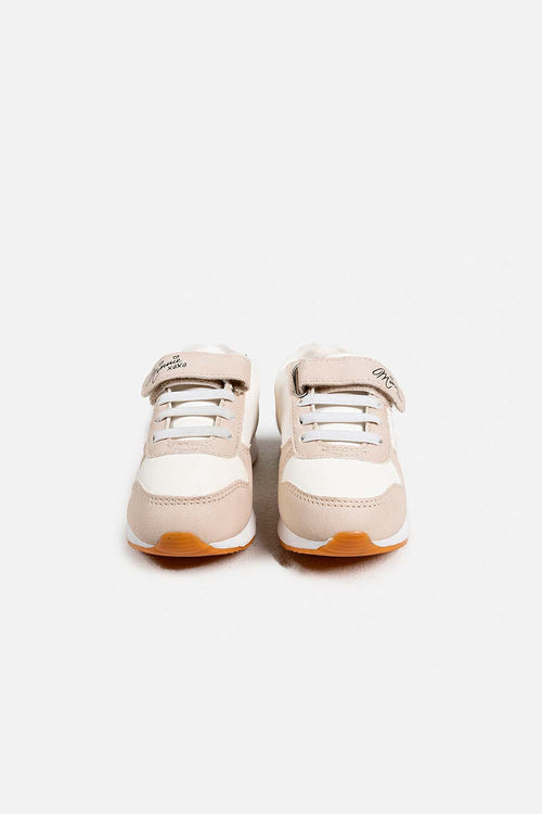 GIRLS' WHITE AND BEIGE MINNIE MOUSE SNEAKERS