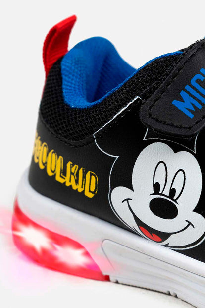 TENIS DE MICKEY MOUSE CON LUCES NEGROS PARA NIÑO