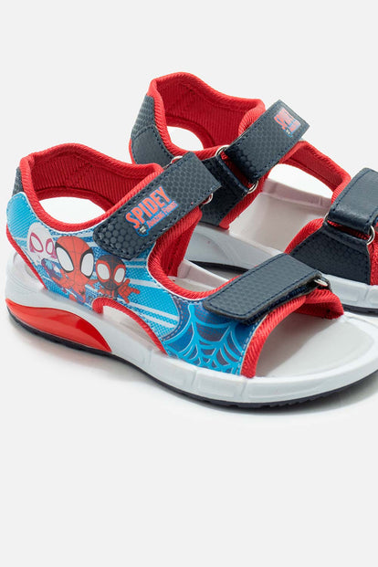 SANDALIA DE SPIDERMAN ROJO Y NEGRO PARA NIÑO